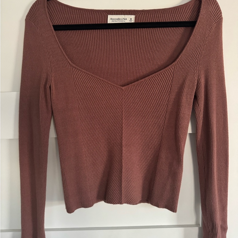 Abercrombie Women's Ribbed Top - Brown